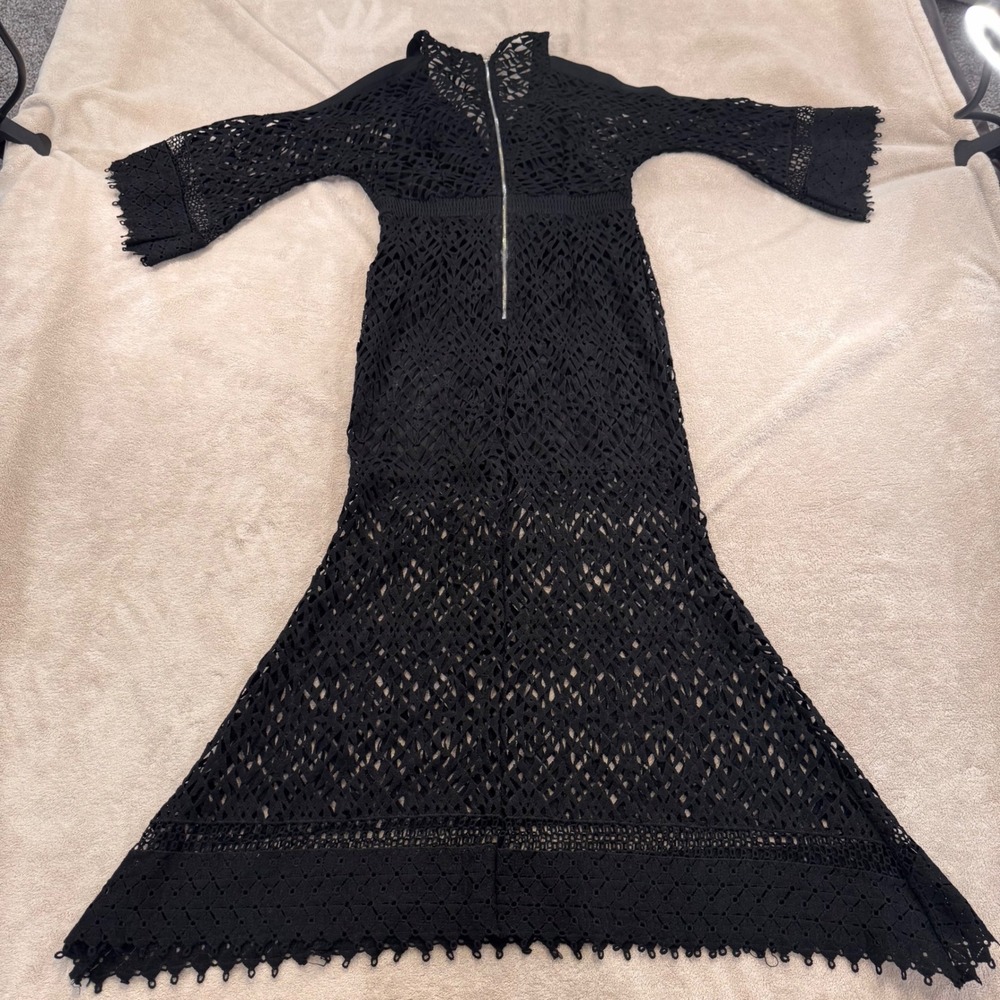 The Clothing Company Crochet Swim Cover Bell Sleeve Maxi Dress Witchy Boho Sz M - Picture 16 of 16